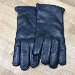 Lab Gloves Naples Italy Black Leather Cashmere Lined Gloves Women's S Small
